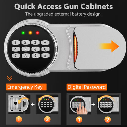 Nebakne [𝟐𝟎𝟐4𝐍𝐄𝐖] 51" 8 Fireproof Rifle Safe for Home USE, 70Lb Gun Safes for Home Rifles and Pistols, Anti-Theft Gun Safes for Rifles and Shotguns with 2 Adjustable Rifle Rack & Silent Mode