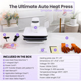 Whubefy 360° Swivel Auto Heat Press 15x15 - Professional Automatic Shirt Press Machine with Auto Release & 7-Level Auto Pressure - Swing Away Large Pro Heat Press Machine for T Shirts Hoodie HTV Vinyl Whubefy