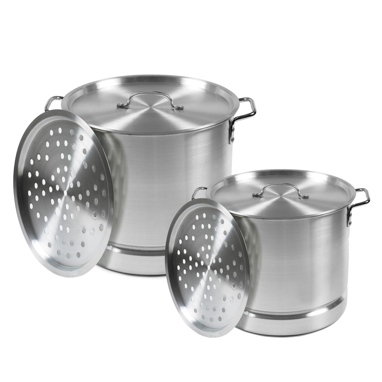 IMUSA Aluminum Steamer Dual Piece Set, 28Qt and 10Qt, Silver Imusa