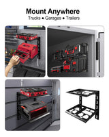 HZSIFU Heavy Duty Racking Kit Compatible with Milwaukee Packout, 80 lbs Load Capacity Shelf Wall Mount, 2-Shelf Shelves for Truck Trailer Garage Workshop HZSIFU