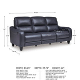 Signature Design by Ashley Mercomatic Contemporary Leather Match Wall Hugger Power Reclining Sofa with Adjustable Headrest and USB Ports, Blue Signature Design by Ashley