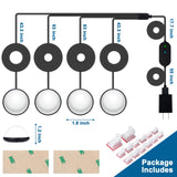 4 Pack RGB Shelf Lights, Wired Display Lights with Memory Function, Plug-in Bookshelf Lighting, Color Changing Under Shelf Lighting, RGB Puck Lights for Shelf/Cabinet/Display Case, Button Control JUSJUBR