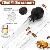 SCHVUBENR Large Turkey Baster with Cleaning Brush - Premium Baster Tool for Cooking - Easy to Use and Clean - Powerful Bulb Baster Syringe - Dishwasher Safe - Flavor Meat Poultry, Beef, Chicken(Black) SCHVUBENR