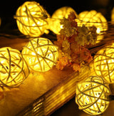 EONLYX Solar Rattan Ball String Lights, 30LED 20ft Rattan Ball Fairy Lights Waterproof Rattan Ball Garden Lights for Landscape Patio Christmas Party Wedding Decoration (Warm White) EONLYX