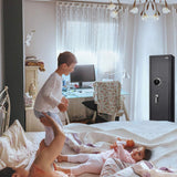 Large Biometric Rifle Safe, Quick Access 5-7 Gun Fingerprint Metal Rifle Gun Security Cabinet (with/Without Scope) with Separate Pistol/Handgun Lock Box (New and Improved Biometric Fingprint Rifle) BBRKIN