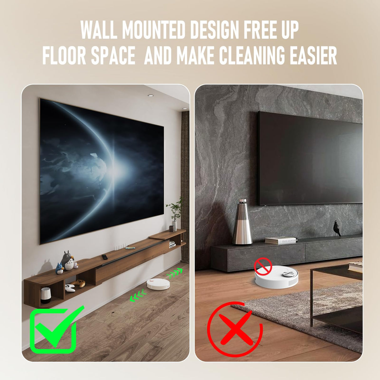 Pmnianhua Retractable Length Floating TV Stand,Minimalist Floating TV Shelf,Wall Mounted TV Console,Adjustable 87'' to 122'' Floating Entertainment Center with Storage for Bedroom Living Room(Walnut) Pmnianhua