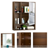 ChooChoo Bathroom Wall Mirror Cabinet, Medicine Cabinet with Single Door and Adjustable Shelf, Over The Toilet Space Saver Storage Cabinet, Walnut ChooChoo