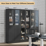 IRONMIX Metal Black Bookshelf with Doors, Tall Bookshelf with 4 Adjustable Shelves, 70.87" H Modern Curio Cabinet for Collectibles, Cabinet Display Case for Home Office, Living Room, School, Library IRONMIX