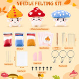 WATINC Mushroom Wool Needle Felting Kit - Set of 3 Red Blue Yellow Mushroom Doll Wool Felt Needle Felting Tools Foam Pad, DIY Home Decoration Needle Felting Craft Party Supplies for Beginners WATINC