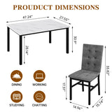 AWQM Dining Table Set for 4,Faux Marble Kitchen Table and Chairs Set of 4, Modern Dining Room Set for 4,Dinner Table Set with Velvet Chairs, Dining Set for Small Spaces,White & Grey AWQM