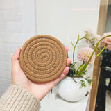 ABenkle 6 Pcs Coasters for Drinks,Super Absorbent Drink Coasters, Stylish Handmade Round Woven Coaster for Coffee Table Tabletop Protection Housewarming Gift for Home Decor - 4.3 Inches, Brown ABenkle