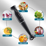 Elite Gourmet EHB3201 Immersion Hand Blender 300 Watts 2 Speed Mixing with Detachable Blades, Detachable Wand Stick Mixer, Smoothies, Baby Food, Soup, Charcoal Black Elite Gourmet