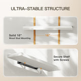 AMADA HOMEFURNISHING Floating Shelves, 32″ Large Wall Mounted Shelves for Bathroom, Bedroom, Living Room, Kitchen, Office, Hanging Shelf for Wall Décor Storage, Set of 2, White AMADA HOMEFURNISHING