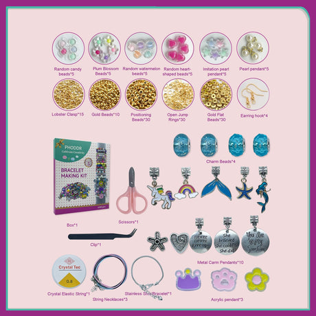 PHODDR 4300pcs Beads Bracelet Making Kit ，Beads for Jewelry Making Kit Supplies, Friendship Bracelet kit， Birthday Christmas Gifts for Girls Ages 5 6 7 8 9 10 11 12 Years Old PHODDR