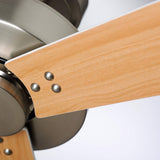 Luminance kathy ireland HOME Keane 52 Inch Ceiling Fan, Brushed Steel | Modern Design with 4-Speed Wall Control | 3 Reversible Wood Blades in Satin White and Maple,10.9x10.9x52,CF320WBS Luminance