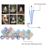 6 Packs Ghost Paint by Number for Adults Unframed,Halloween DIY Adult Painting by Numbers Kits on Canvas,Easy Acrylic Ghost Paint Kit Beginners for Home Decor 12x16 Inch Canrichshop