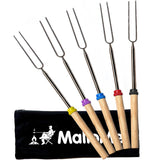 MalloMe Smores Sticks for Fire Pit Long - Marshmallow Roasting Sticks Smores Kit - Smore Skewers Hot Dog Fork Campfire Cooking Equipment, Camping Essentials S'mores Gear Outdoor Accessories 32" 5 Pack MalloMe