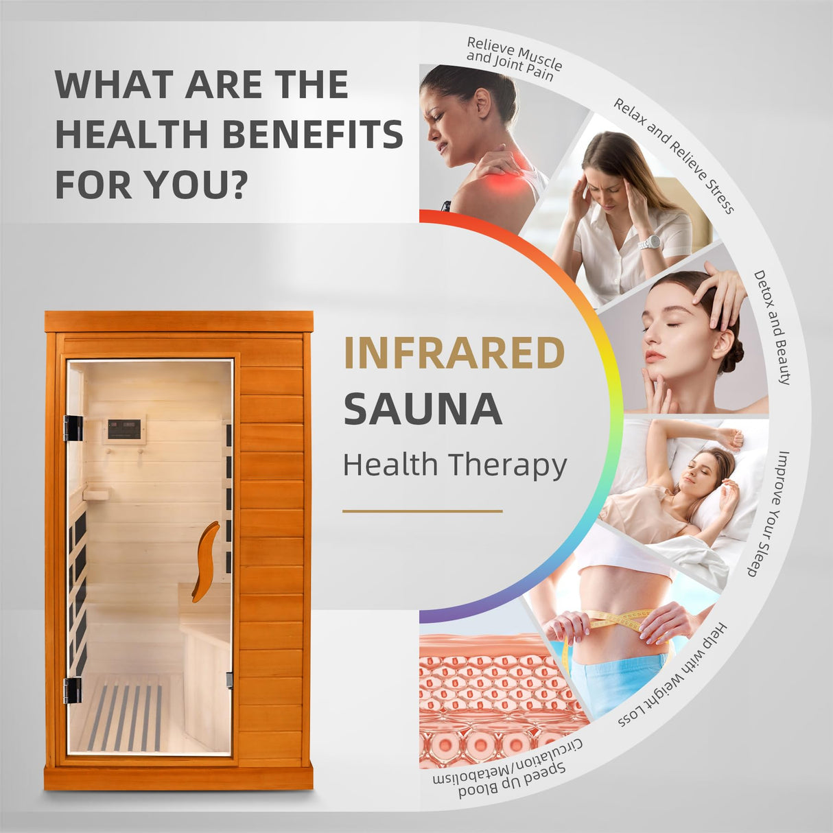 HomeMiYN Far Infrared Saunas for Home, 1 Person Canadian Hemlock Wood Low EMF Dry Sauna Room Indoor Mini Personal Sauna with Carbon Heaters, Control Panel, Bluetooth Speakers, 800W/110V HomeMiYN