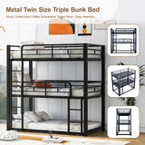AnoYishev Triple Bunk Bed for Kids,Twin Over Twin Over Twin Metal Bunkbeds with Ladder for Kids Teens Bedroom, No Box Spring Needed, Easy Assembly (Black) AnoYishev