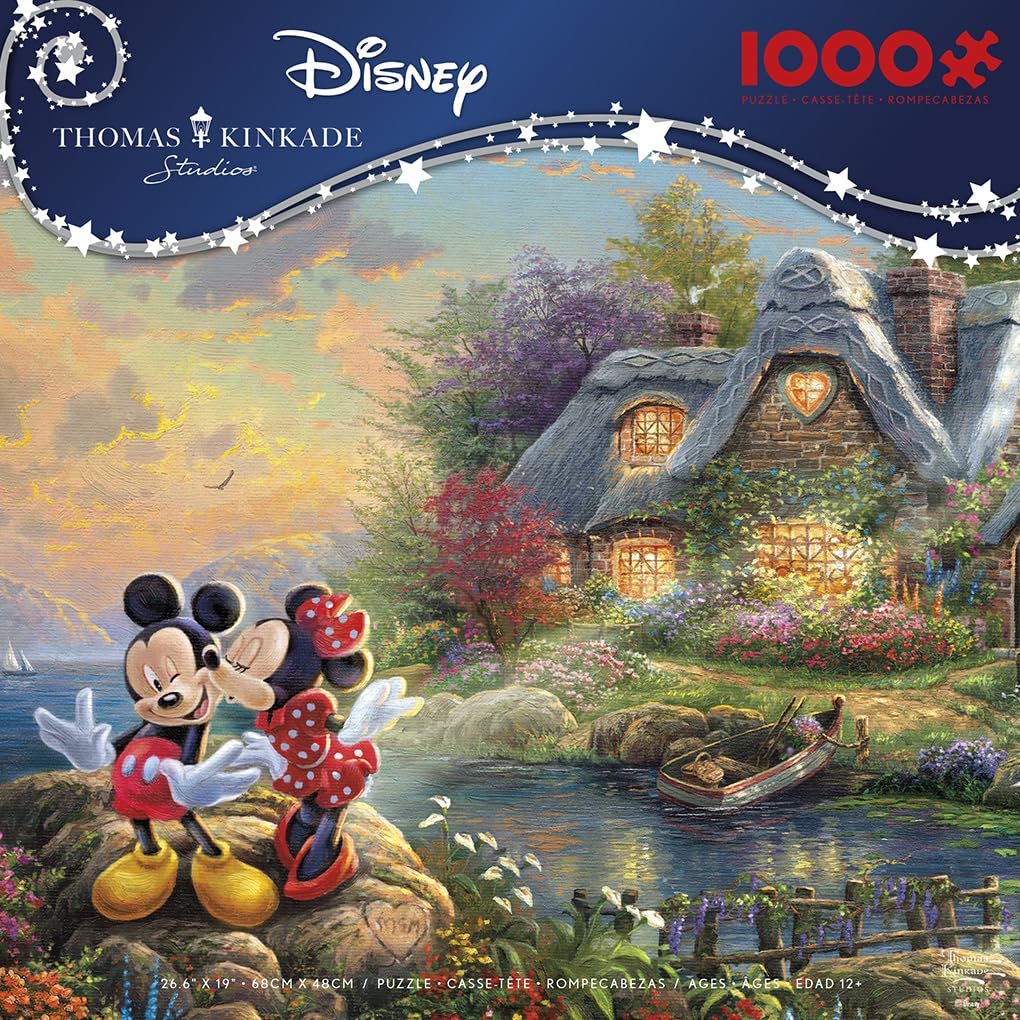 Ceaco - Thomas Kinkade - Disney - Mickey & Minnie - Sweetheart Cove - 1000 Piece Jigsaw Puzzle Ceaco