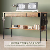 Maihail Small Desk with Drawers for Bedroom, Small Vanity Desk Without Mirror, 47.2inch, Writing Desk with Bookshelf, Computer Desk with Storage Drawers, Vanity Table no Mirror Rustic Brown Maihail