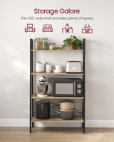 VASAGLE Ladder Shelf, 4-Tier Bookshelf, Storage Rack, Bookcase with Steel Frame, for Living Room, Home Office, Kitchen, Bedroom, Industrial Style, Camel Brown and Black ULLS144B50 VASAGLE