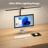 APMIEK LED Desk Lamp for Home Office, Remote Control Computer Desk Light Bright Table Lamp for Study Dimmable Desk Lighting with Clamp Adjustable Gooseneck, Double Head, 24W, Black APMIEK