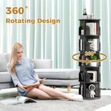 Hestiasko 5 Tier Rotating Bookshelf, 360 Rotating Bookcase, Spinning Bookshelf Tower for Kids & Adults, Corner Bookshelf for Small Space, Revolving Bookcase for Bedroom, Living Room, Black Hestiasko