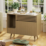 Halitaa Cat Litter Box Enclosure,Mid-Century Modern Hidden Litter Box Furniture with Cat Scratch Pad,Flip-Down Opening Litter Box Cabinet Cat Washroom End Table,Natural Halitaa