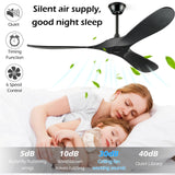 BOOSANT 60" Ceiling Fans Without Light, Solid Wood Ceiling Fan with Remote Control and Quiet DC Motor, Ceiling Fan no Light 3 Blades, Outdoor Ceiling Fans for Patios without Lights BOOSANT