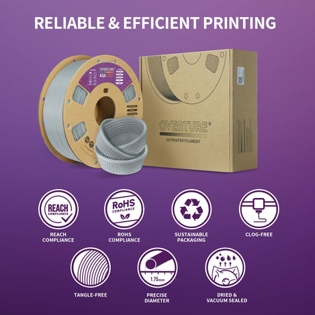 OVERTURE ASA Filament 1.75mm, 1kg Spool (2.2lbs) 3D Printer Filament, Premium Anti-UV, ASA Filament Perfect for Printing Outdoor Functional Parts, Dimensional Accuracy +/- 0.02 mm (Black) OVERTURE