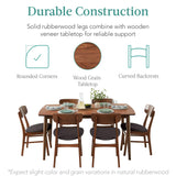 Best Choice Products 7-Piece Wooden Dining Room Table Set, Mid-Century Modern, Kitchen Table w/ 6 Chairs, Upholstered Cushions, Curved Backrests, Rounded Table Corners - Walnut/Charcoal Best Choice Products