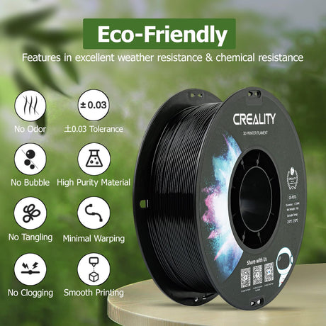 Official Creality PETG 3D Printer Filament 1.75mm 1KG (2.2lbs), High Precision Strong Toughness, Odorless Better Flow Moistureproof 3D Printing Ender Filament (Black) YOOPAI