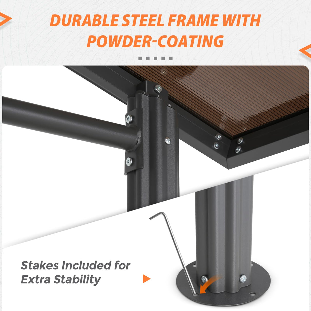 EAGLE PEAK 8x5 ft Grill Gazebo, Steel Frame Outdoor BBQ Cover, Double-Tier Polycarbonate Barbecue Canopy with Shelves EAGLE PEAK