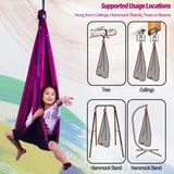 Sensory Swing for Kids & Adults Holds up to 300lbs Indoor & Outdoor Double Layer Therapy Cuddle Swing with 360° Swivel Hanger Kit for Calming, Effect for Autism, ADHD or SPD. (Galaxy Purple) Yatoco