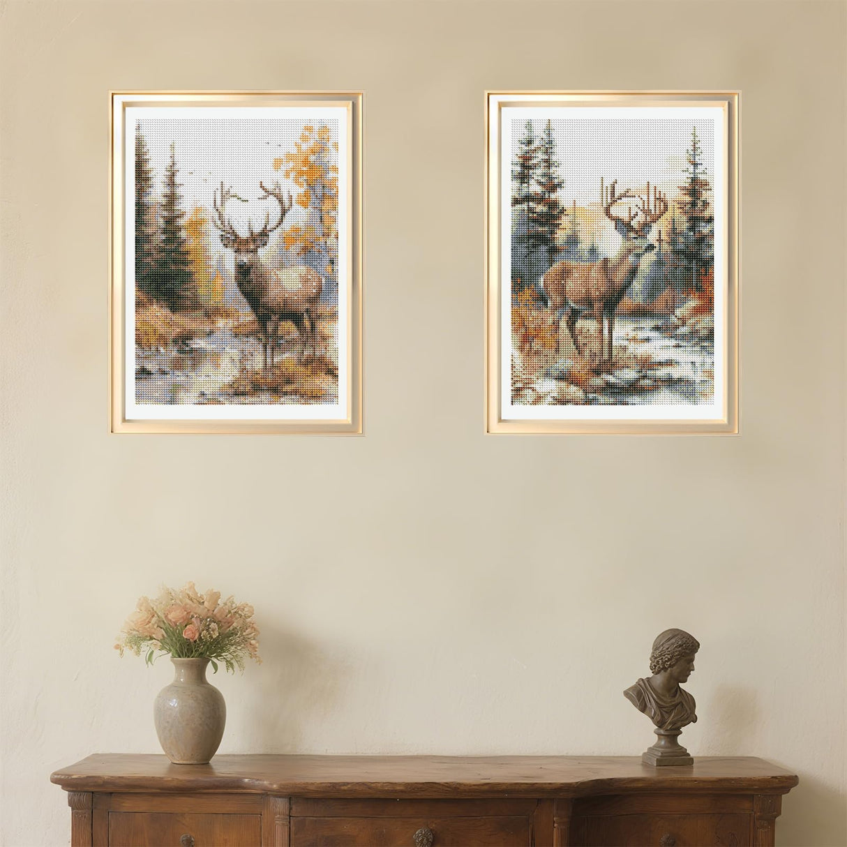 Deer Diamond Art Kits for Adults - 4 Pcs DIY Forest Animal Diamond Painting Set Elk 5D Full Drill Gem Art Craft for Beginners Home Wall Decor 9.84 x 13.7 Inches INCOK