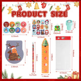 CCINEE 216 Pcs Christmas School Stationary Set for Kids,24 Sets Xmas Party Favors Bulk with Pencils Erasers Treat Bags Stickers for Christmas Goodie Bag Stuffers Gift Exchange Holiday Party Supplies CCINEE