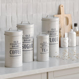 Barnyard Designs Canister Sets for Kitchen Counter, Farmhouse Canisters Sets for the Kitchen Countertop, Coffee Tea Sugar Flour Metal Containers with Lid (White) Barnyard Designs