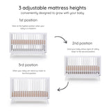 dadada Baby Soho 3-in-1 Convertible Crib to Toddler Bed – Wooden Crib Made in Italy, GREENGUARD Gold Certified Small Baby Crib – Baby-Safe Finish, Modern Design (White) dadada