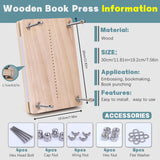 Uzecpk Book Binding Kits, Book Press Bookbinding, Book Binding Materials, Book Repair Kit with Book Cloth Bone Folder Awl Bookbinding Needles Wax Thread for Binding and Repair, 11.8 X 7.6 Inches UzecPk