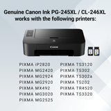 Canon PG-245 XL / CL-246 XL Genuine Ink Value Pack (2 Cartridges) with 50-Sheet Photo Paper, Compatible with iP2820, MG2420/2924/2920/3020/2522/2525, MX492, TS3120/302/302a/202/202a/4520/3320 Canon