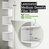 Greenco 5-Tier Floating Corner Shelves, Wall Organizer Storage, Easy-to-Assemble Wall Mount Shelves for Bedrooms, Bathroom, Kitchen, Offices, and Living Rooms(Rustic White Finish) Greenco