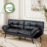 Opoiar 71" Convertible Futon Sofa Bed & Sleeper Couch - Memory Foam Loveseat Sofa with Adjustable Backrest/Armrest for Small Space, Apartment, Living Room - Black Opoiar