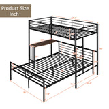 Heavy Duty Bunk Beds Twin Over Full Size, Twin Over Full Bunk Bed with Desk and Side Ladder, L Shaped Bunk Bed Can Be Divided Into One Full Size Bed Frame and One Twin Loft Bed with Desk, Black Bellemave