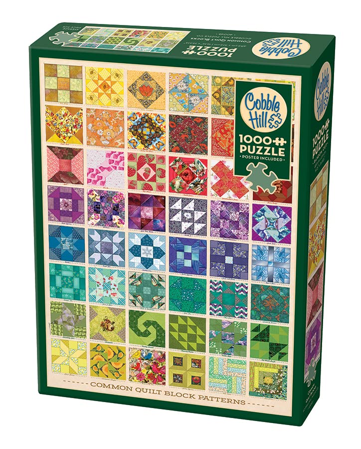 Cobble Hill 1000 Piece Puzzle - Common Quilt Blocks - Sample Poster Included Cobble Hill Puzzle Company Ltd.