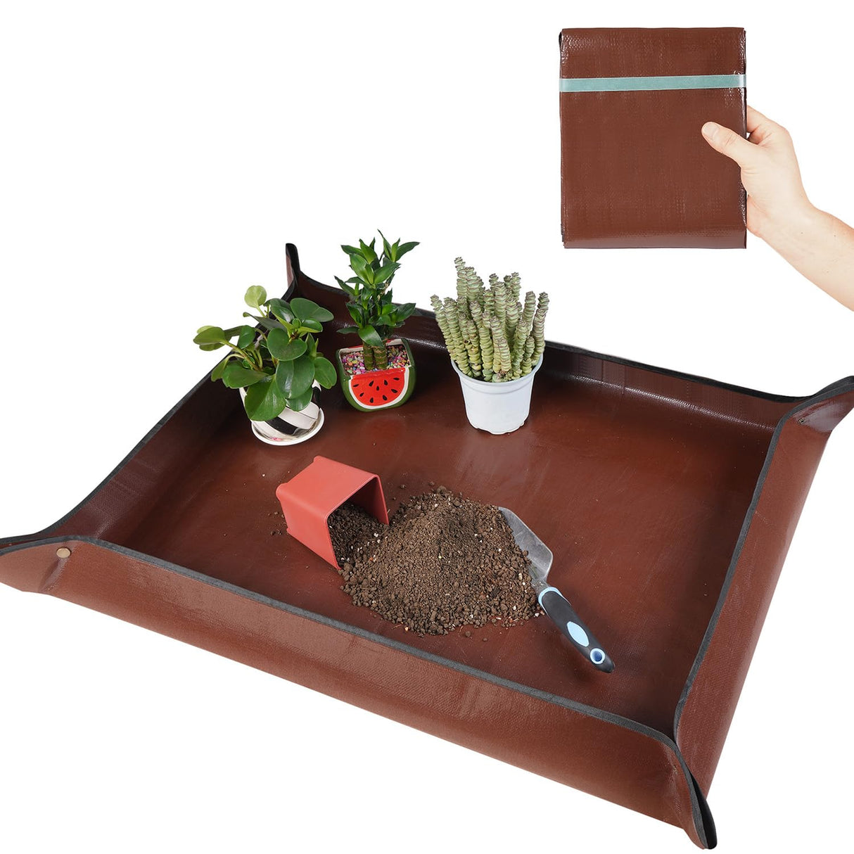 HNXTYAOB 39"x 31" Large Repotting Mat for House Plant Transplanting and Potting Soil Control Portable Gardening Tray Plant Gifts for Plant Lovers HNXTYAOB