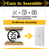 Kitchen Cabinet Storage,60”Metal Pantry Cabinet with Doors and 3 Adjustable Shelves,Food Pantry Cabinets with 2 Gold Handles,White Tall Storage Cabinet for Livingroom,Pantry,Bathroom,Kitchen SteeLoong