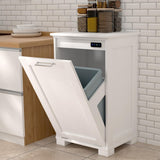 Ymise Tilt Out Trash Cabinet, 10-Gallon Trash Can Cabinet with Deodorising Function, Wooden Freestanding Garbage Can Cabinet for Home and Kitchen Hidden Laundry Hamper Cabinet, White Ymise