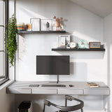 BAMEOS Floating Shelves, Black Wall Mounted Wooden Shelves with Invisible Brackets Set of 2,47 x 9 BAMEOS