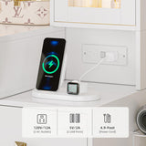 Vanity Desk with Mirror and Lights, White Makeup Vanity with 5 Drawers Hidden Jewelry Organizer& LED Glass Cabinet,3 Lights Mode and Brightness Adjusted,Vanity Mirror with Lights Desk and Chair HUANLEGO